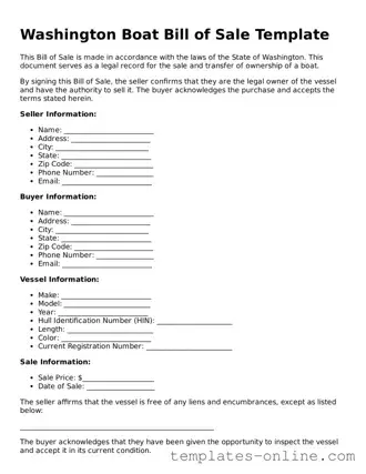 Valid  Boat Bill of Sale Template for Washington
