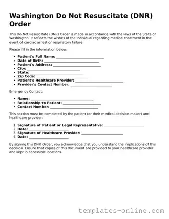Valid  Do Not Resuscitate Order Template for Washington