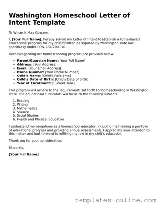 Valid  Homeschool Letter of Intent Template for Washington