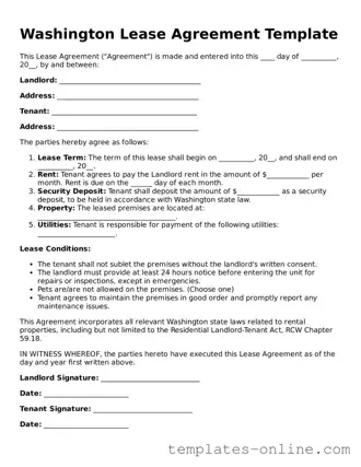 Valid  Lease Agreement Template for Washington