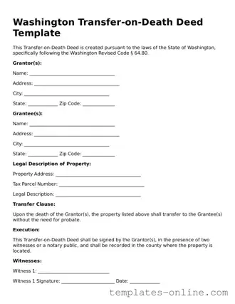 Valid  Transfer-on-Death Deed Template for Washington