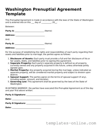 Valid  Prenuptial Agreement Template for Washington