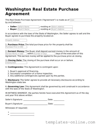 Valid  Real Estate Purchase Agreement Template for Washington