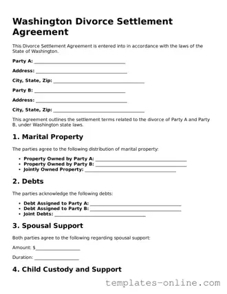 Valid  Divorce Settlement Agreement Template for Washington