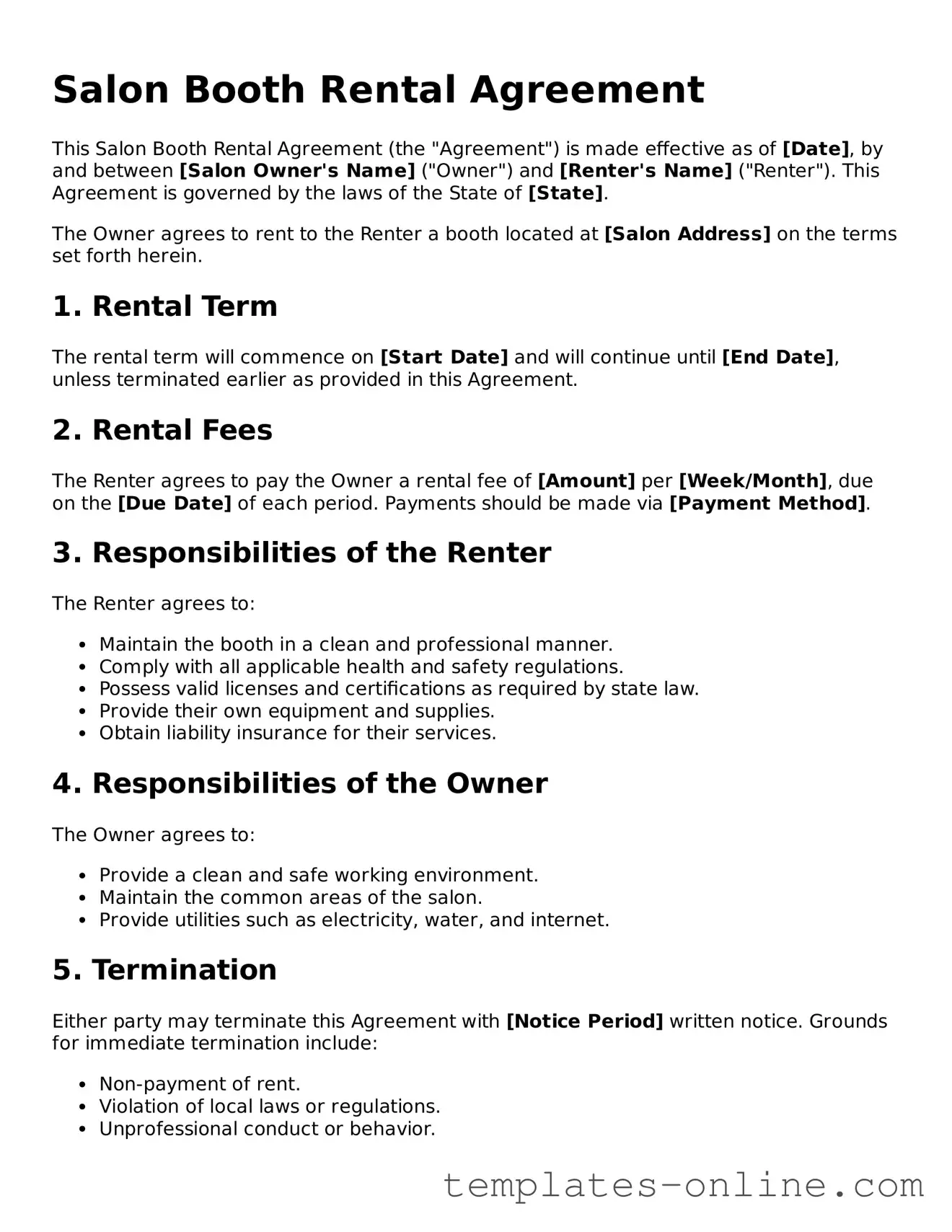 Attorney-Verified Salon Booth Rental Agreement Template