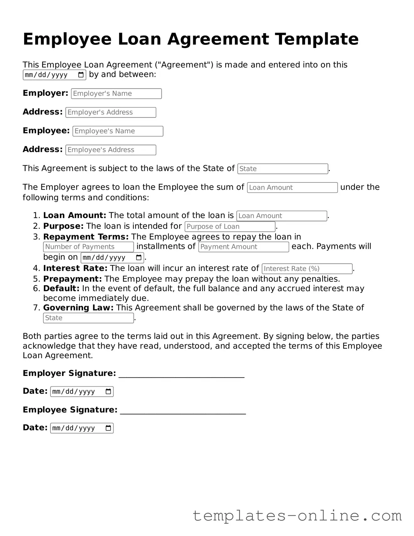 Attorney-Verified Employee Loan Agreement Template