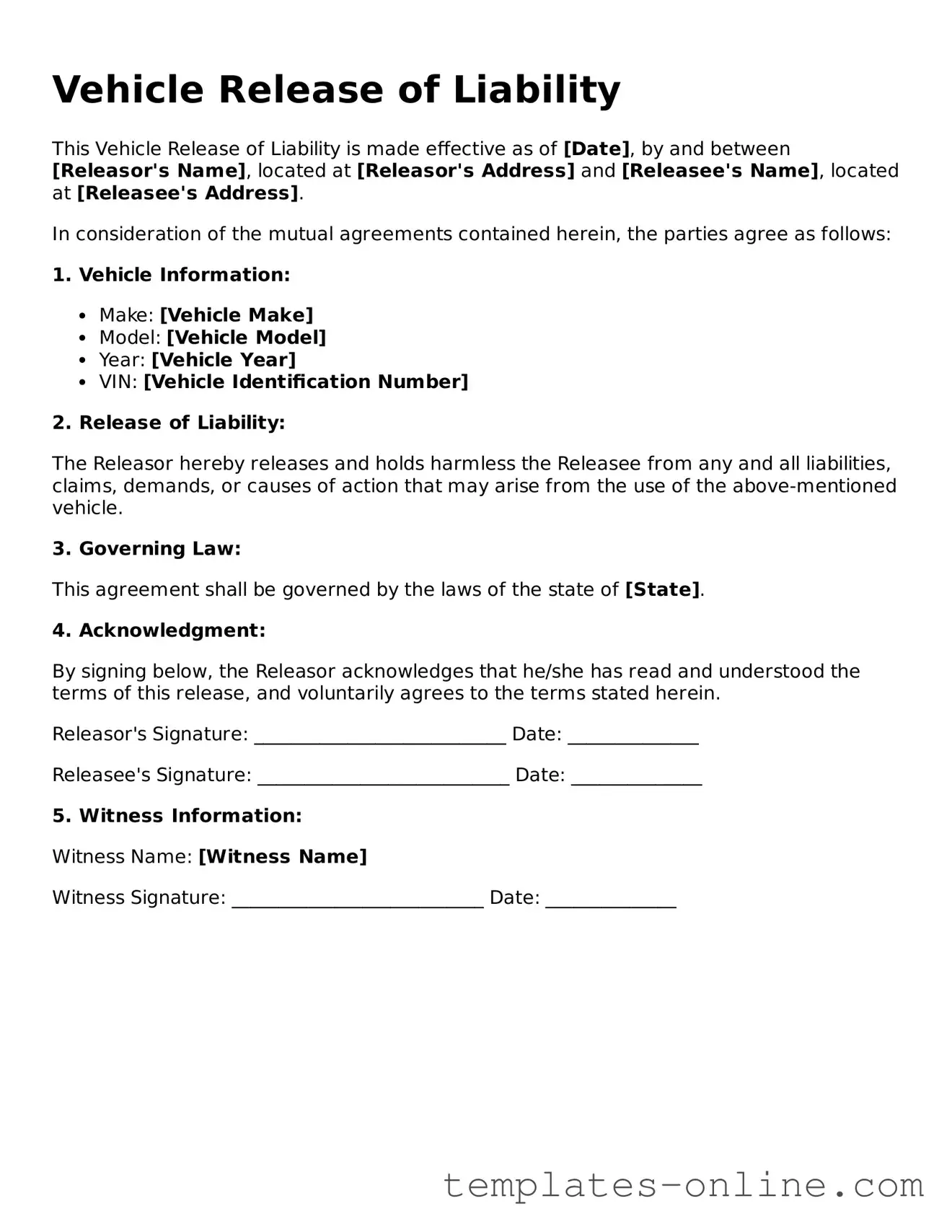 Attorney-Verified Vehicle Release of Liability Template