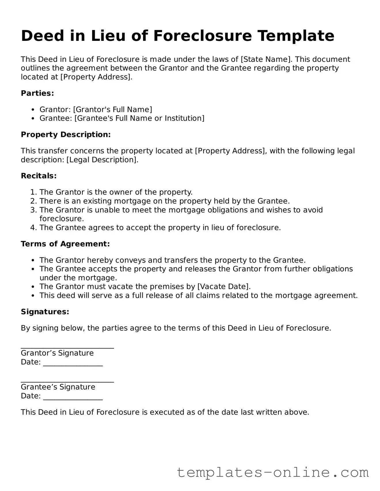 Attorney-Verified Deed in Lieu of Foreclosure Template